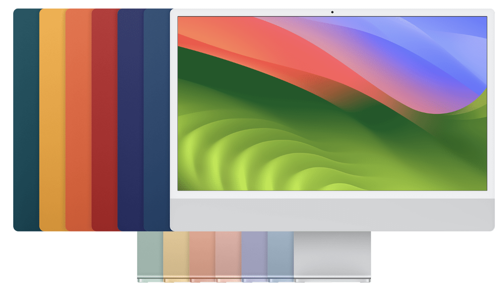 Vibrant range of colorful iMacs displayed with stunning screens - Royal Step