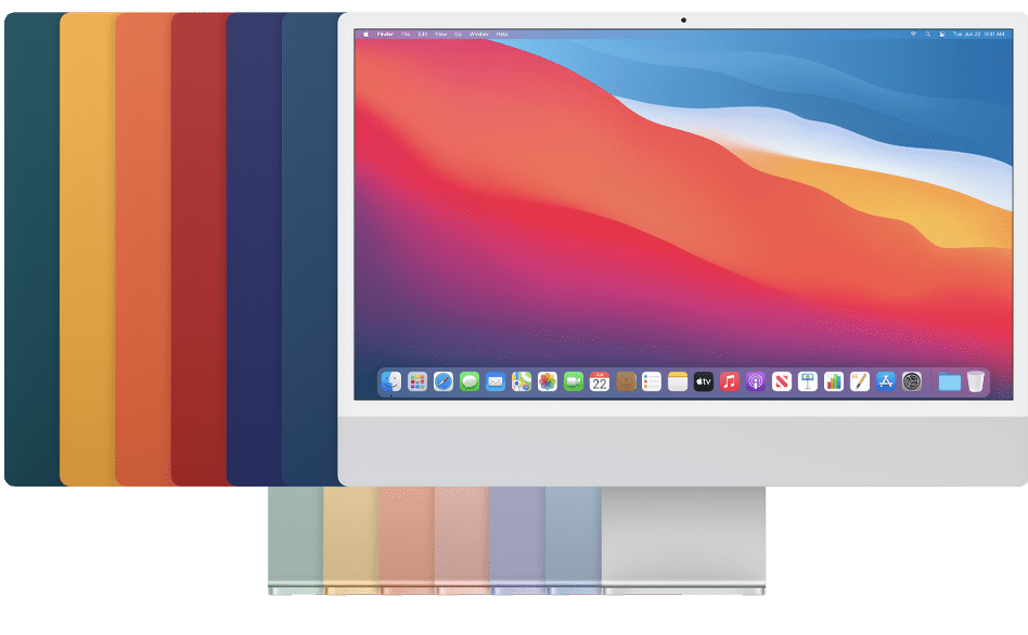 Vibrant range of colorful iMacs displayed with stunning screens - Royal Step