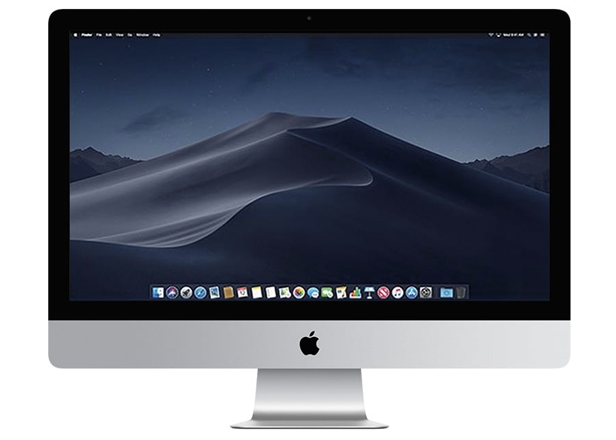 Elegant silver iMac featuring a stunning night desert wallpaper - Royal Step
