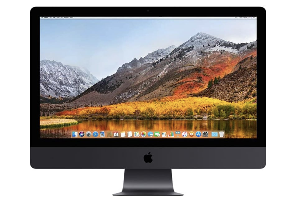 Space gray iMac displaying a crisp mountain landscape - Royal Step