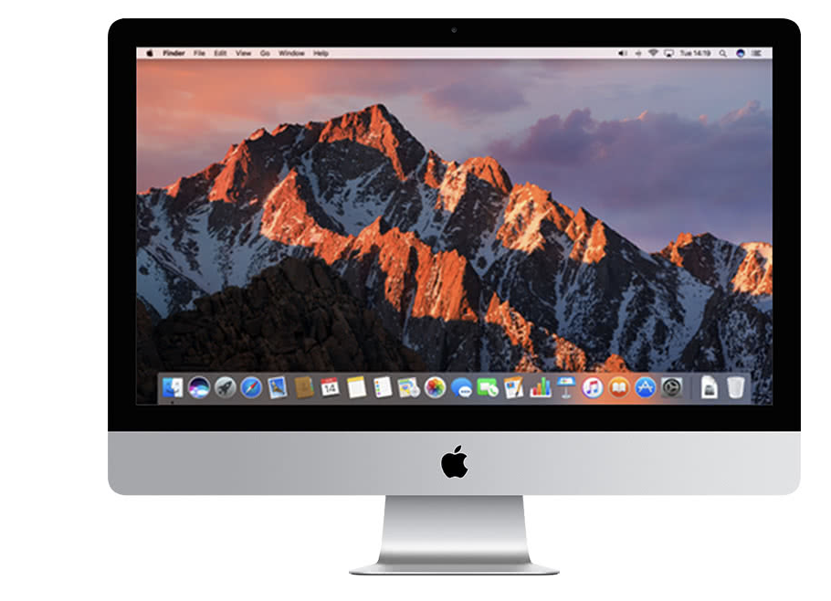 Silver iMac presenting a breathtaking sunset on a mountain - Royal Step