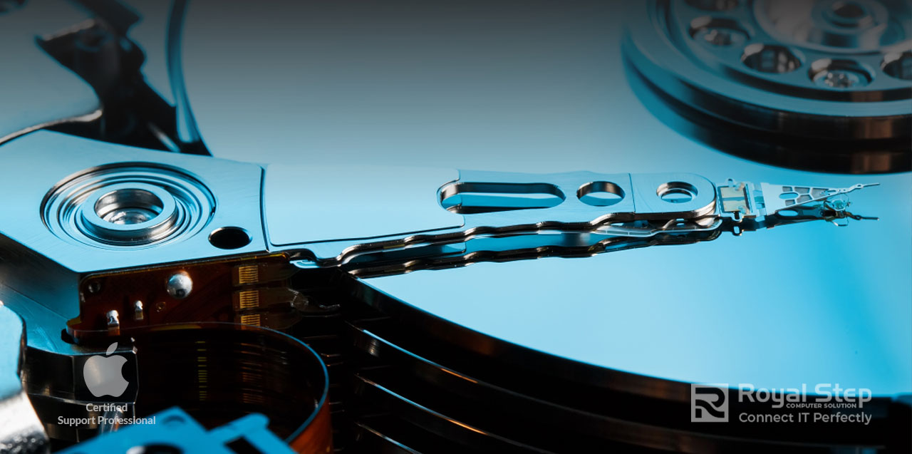 Close-up of hard disk components showcasing precision technology | Royal Step